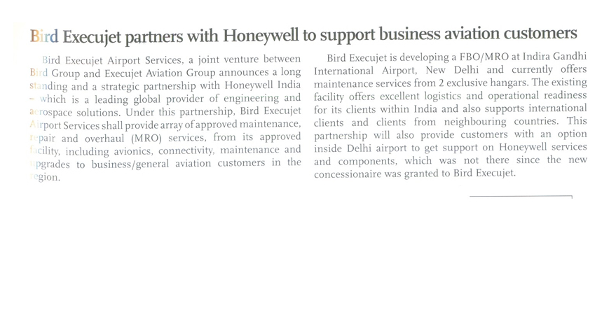 Bird Execujet partners with Honeywell
